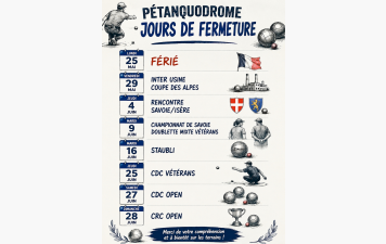 FERMETURE MAI  JUIN 2026
